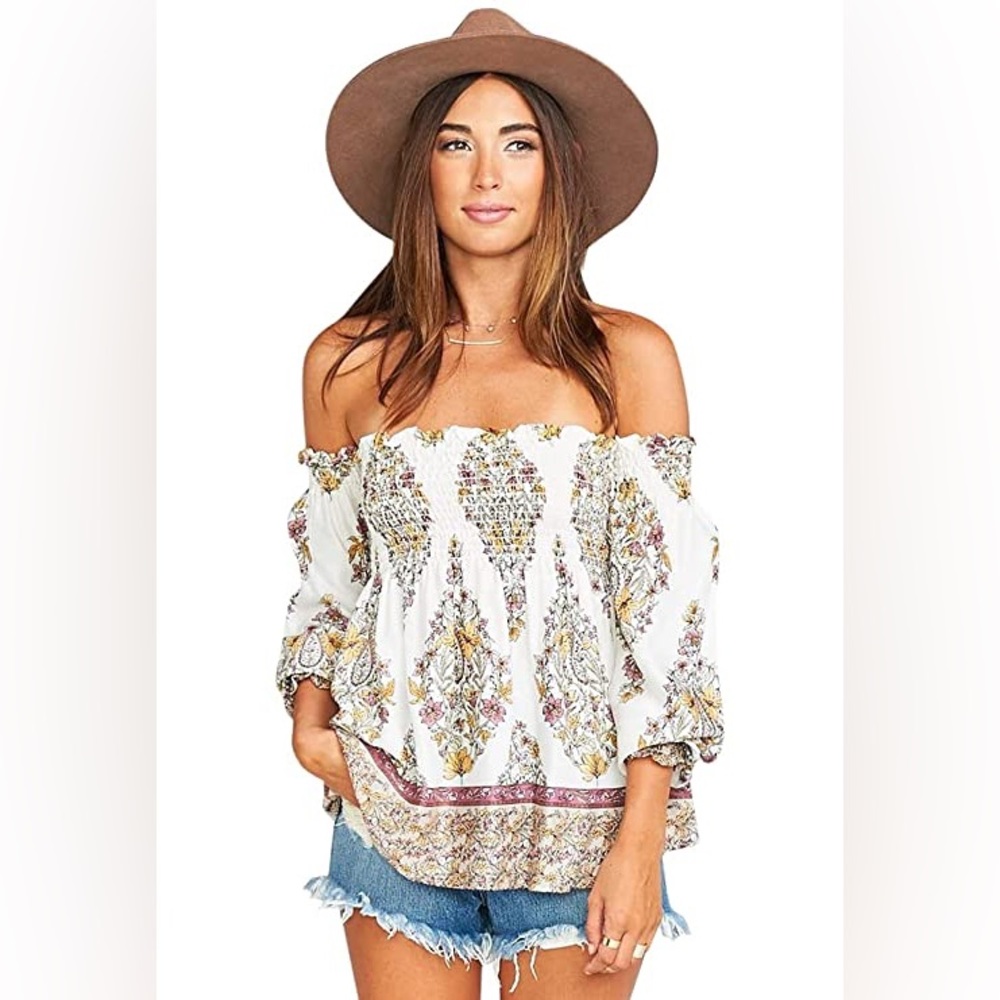 Raquel Smocked Top ~ Flower Shower Gauze